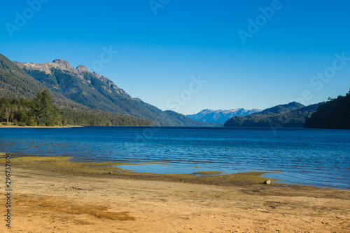 Lake Traful. Patagonia, Argentina. Pier on Lake Traful. Villa Traful, enchanted place. Patagonia, Argentina.