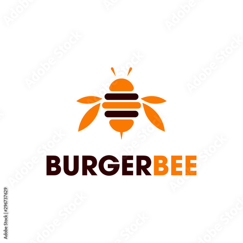 Burger Bee Logo Template, flying burger logo .vector