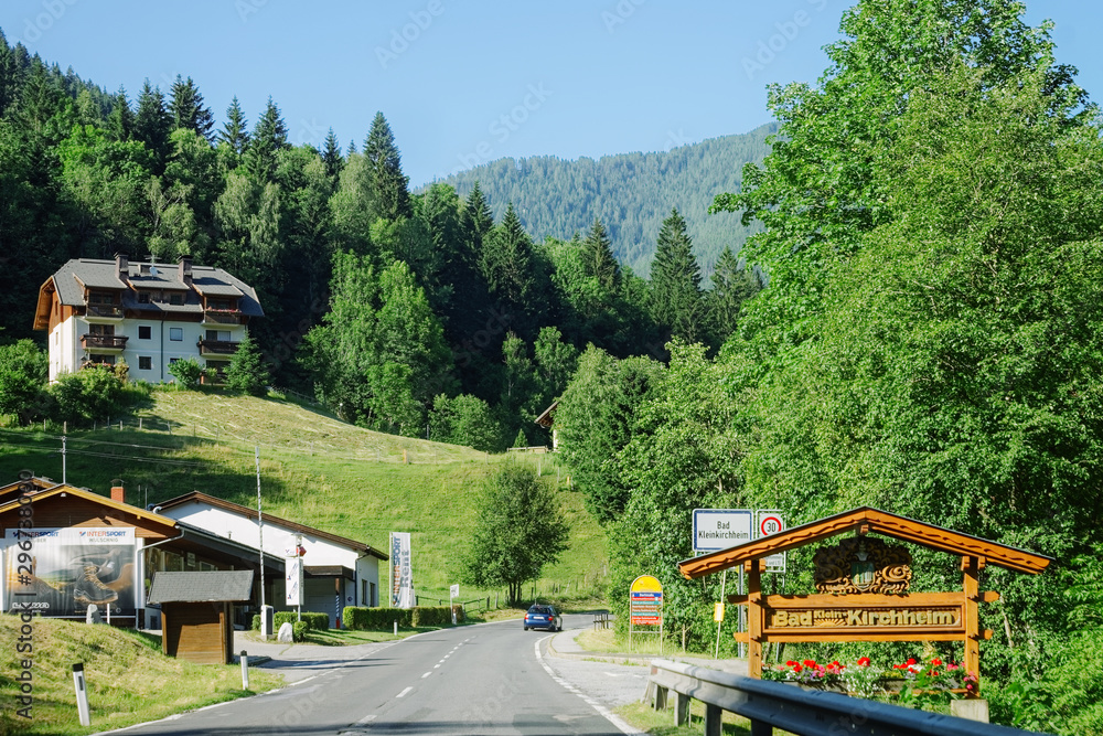 Landscape with road at town in Carinthia