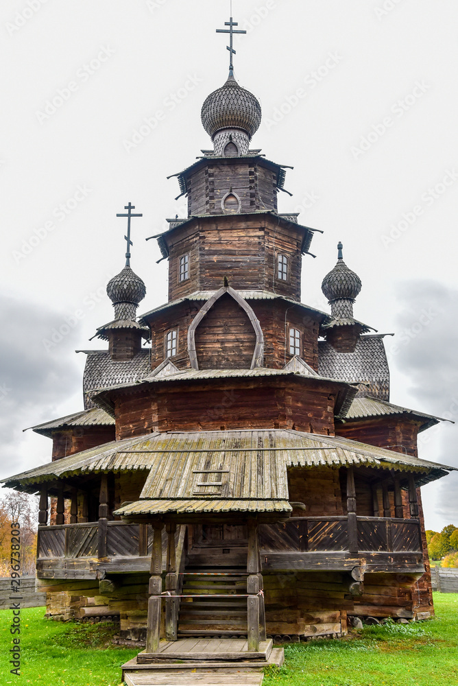  Wooden traditional buildings in the museum of wooden architecture in Suzdal, Russia. Suzdal is a Golden Ring town around Moscow is a major tourist attraction.