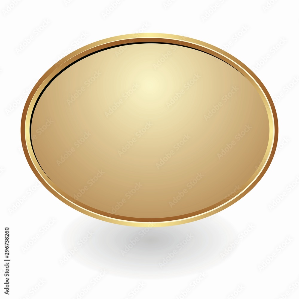 golden plate on white background