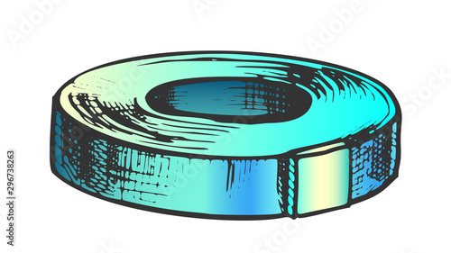 Adhesive Tape Stationery Equipment Color Vector. Sticky Tape Roll Repairing Accessory. Sellotape Reel Engraving Concept Template Hand Drawn In Vintage Style Illustration