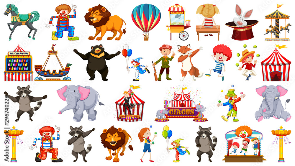 Collection of many different circus animals, rides and events Collection of many different circus animals, rides and events