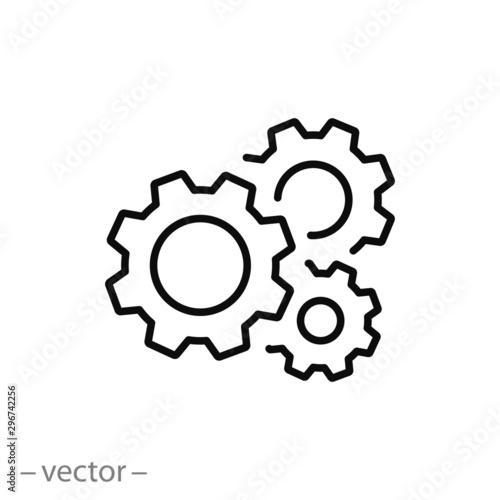 gear icon, cog wheel, engine circle, thin line web symbol on white background - editable stroke vector illustration eps10