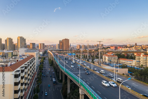 elevated road at dusk