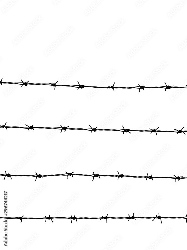 barbed wire of fence on white background barbed wire of fence on white background