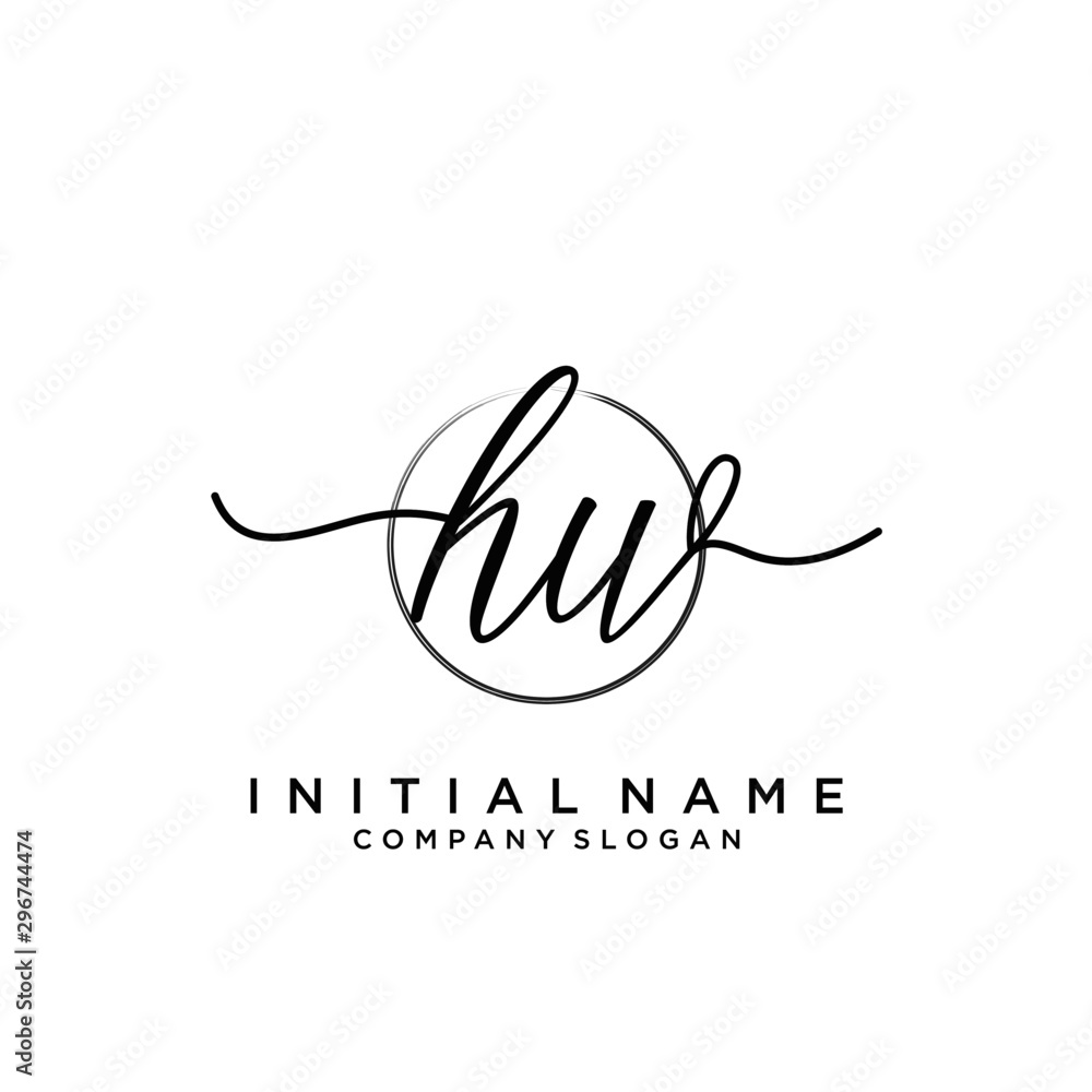 HW Initial handwriting logo with circle template vector. HW Initial handwriting logo with circle template vector.
