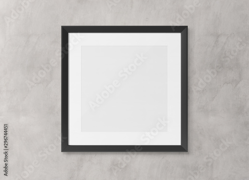 Black squared wooden frame on wall background 3D rendering