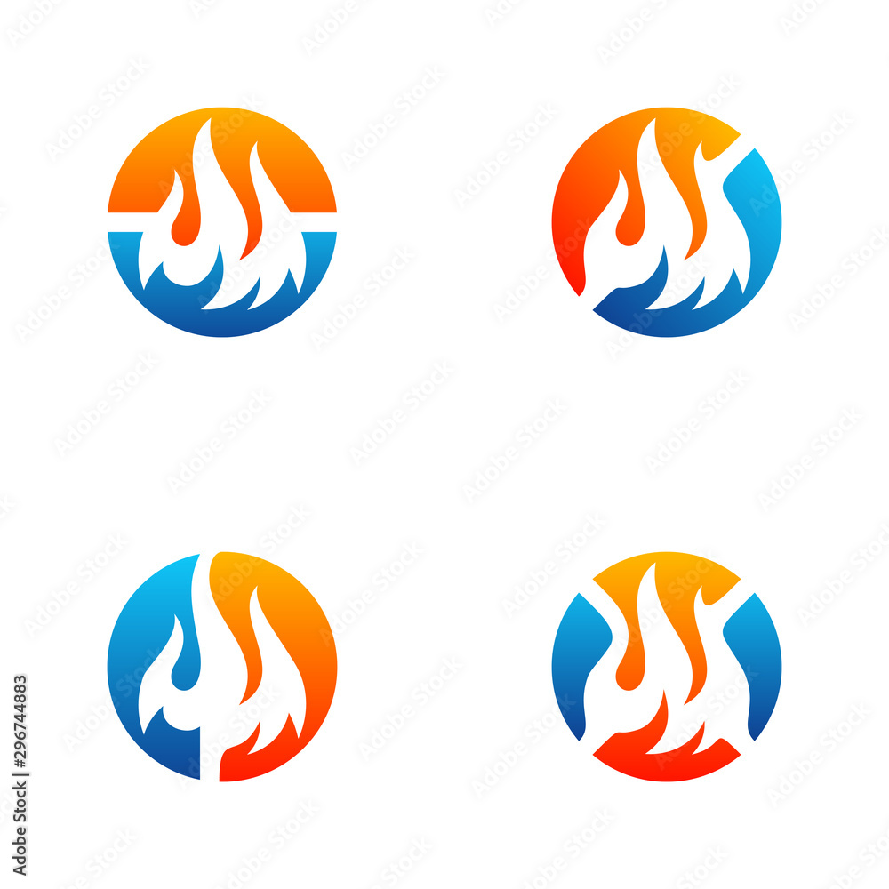 Set of Fire logo Vector. Flame Logo Design Template. Icon Symbol