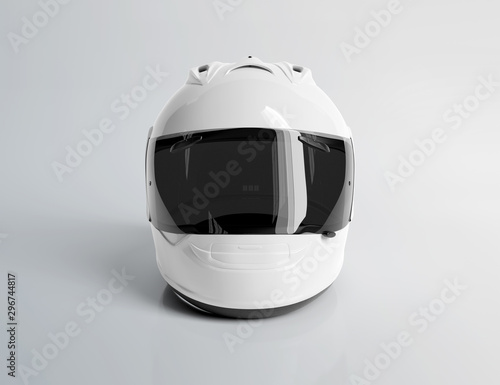 Foto White motorcycle helmet isolated on white Mockup 3D rendering