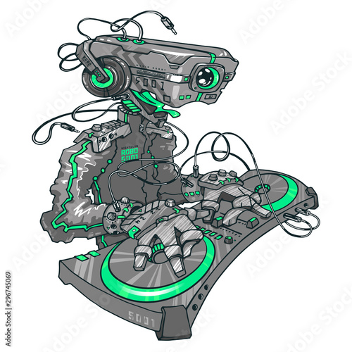 dj robot and party concept