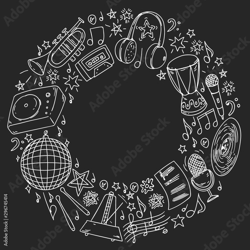 Musical pattern for posters  banners. Music festival  karaoke  disco  rock.