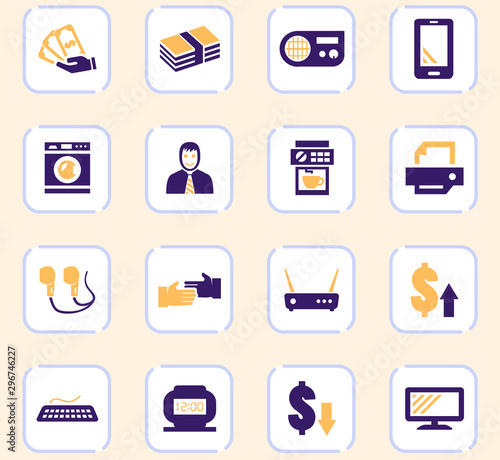 Pawn shop icons set