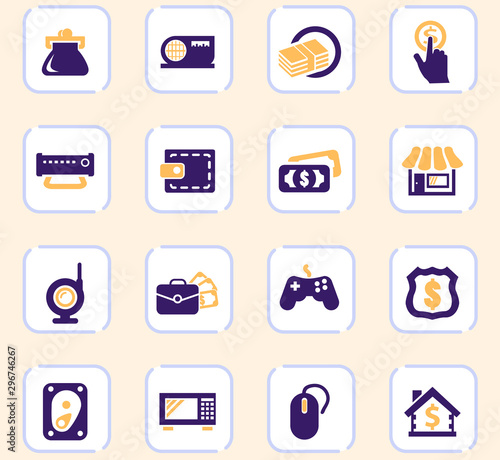 Pawn shop icons set