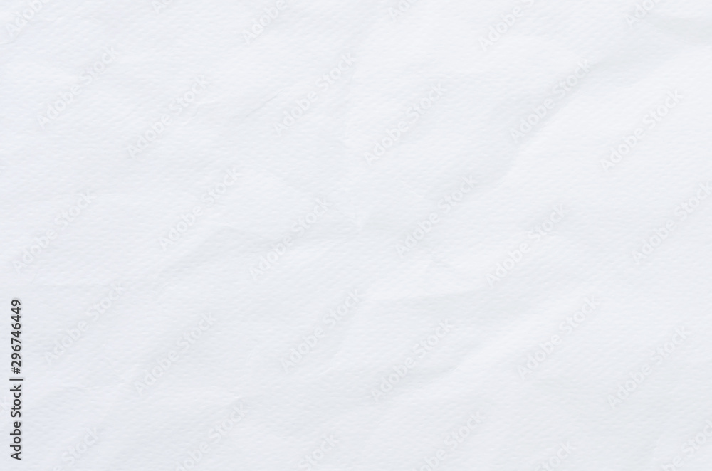 white crumpled paper texture background.