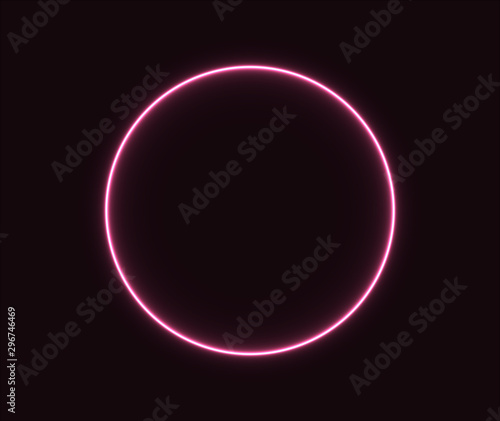  Pink glowing neon circle for advertising and banner.