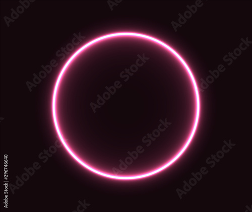  Neon circle pink glowing geometric shape. EPS 10