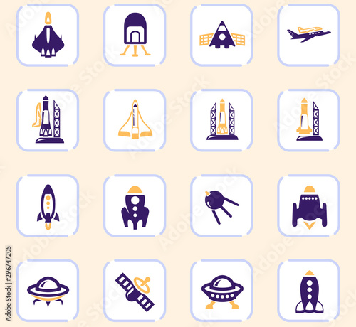 Space platform icons set