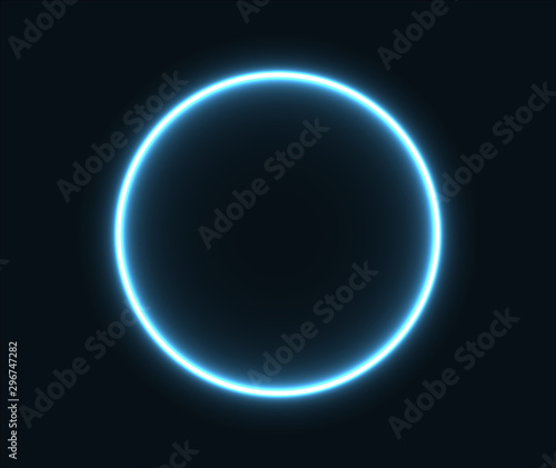 Glowing neon circle in blue.
