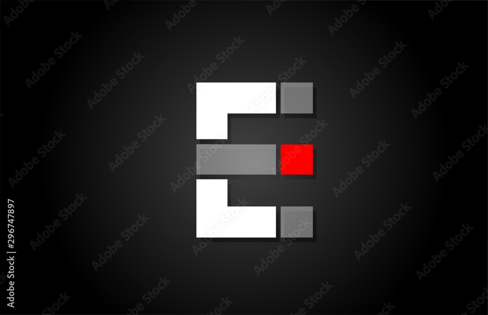 red white black E alphabet letter logo for company icon design