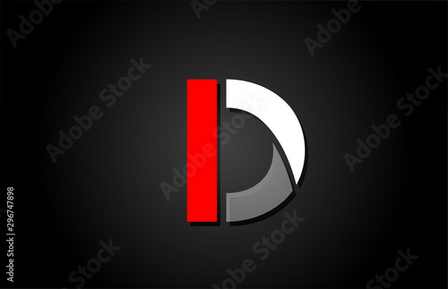 red white black D alphabet letter logo for company icon design