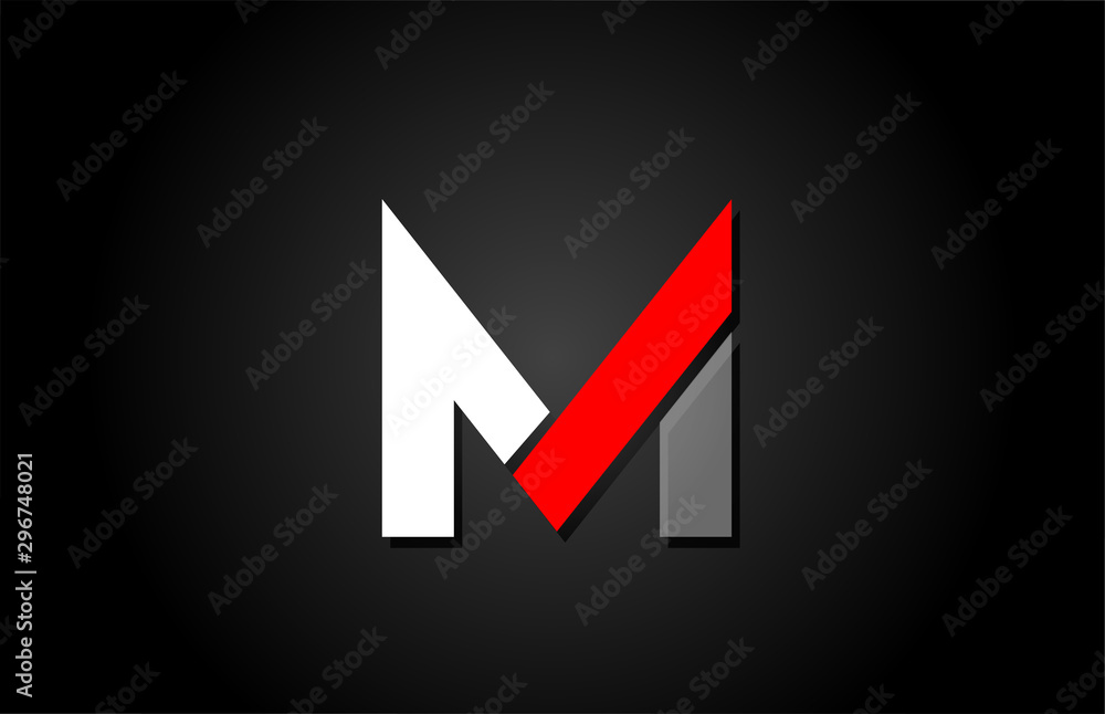 red white black M alphabet letter logo for company icon design red white black M alphabet letter logo for company icon design