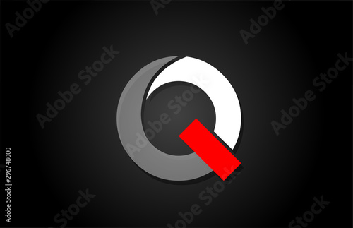 red white black Q alphabet letter logo for company icon design