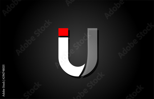 red white black U alphabet letter logo for company icon design