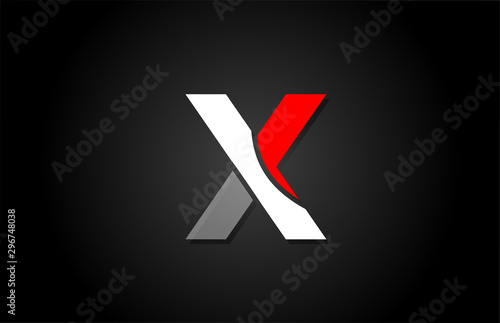 red white black X alphabet letter logo for company icon design