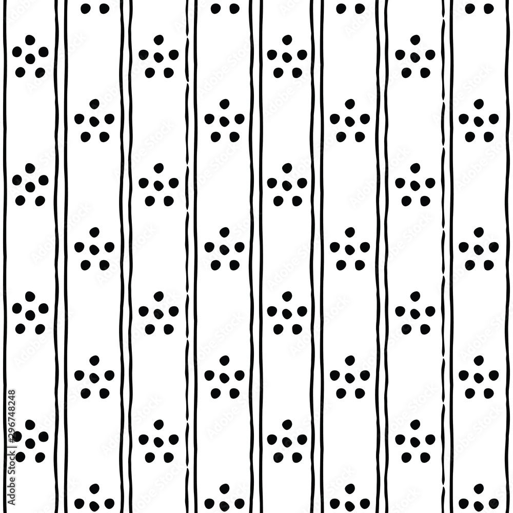 Seamless dots pattern. Seamless ethnic pattern. Fabric, textile, print. Handmade folk motive. Polka dot pattern. Russia ethnic vector background. - obrazy, fototapety, plakaty 