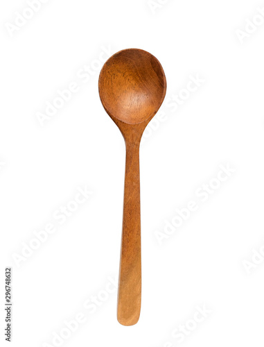 Top view Wooden spoon isolated on white background