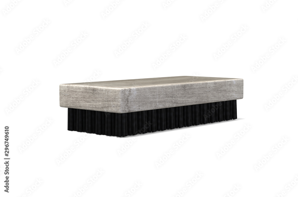 Shoe brush mock up template on isolated white background, ready for your design presentation, 3d illustration Shoe brush mock up template on isolated white background, ready for your design presentation, 3d illustration