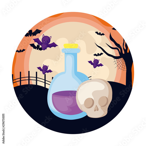 laboratory instrument with icons of halloween