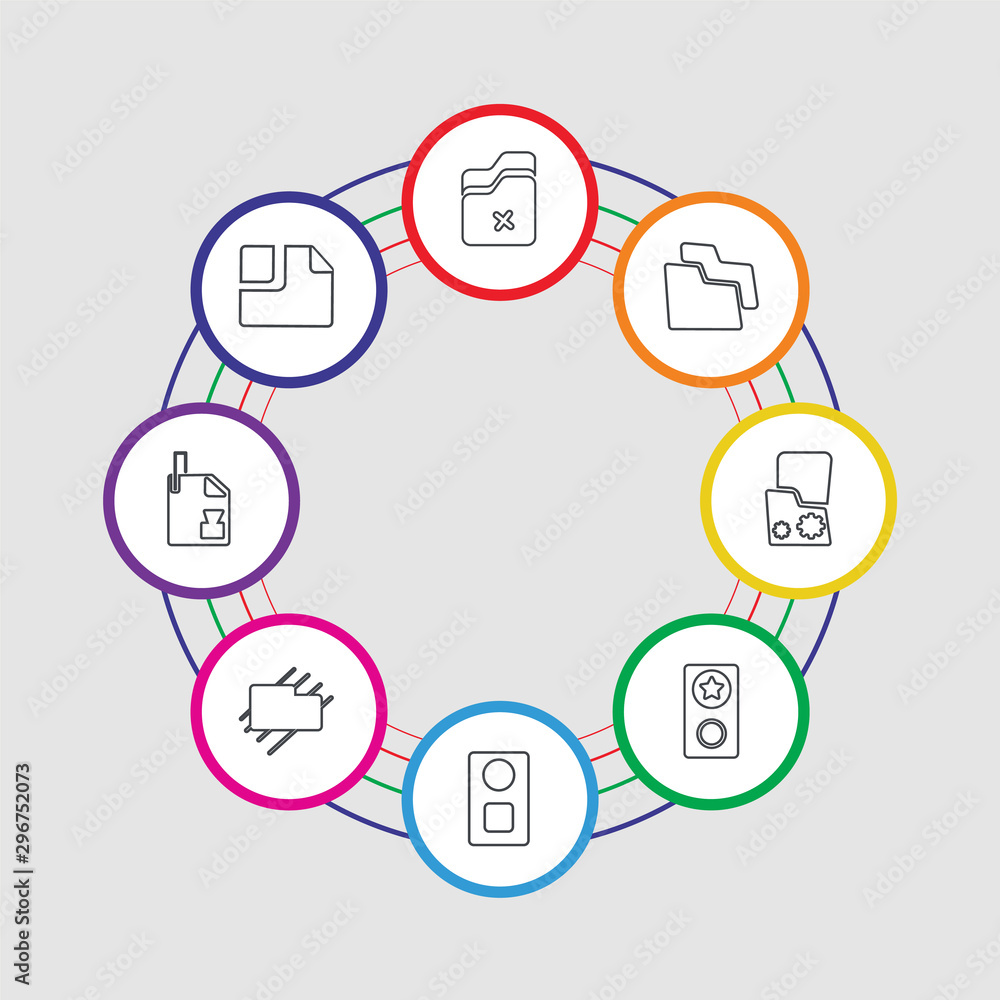 8 colorful stroke icons set included clip, adjust, wipe, group, group, layer, folder, folder 8 colorful stroke icons set included clip, adjust, wipe, group, group, layer, folder, folder