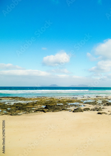 Beach and Atlantic Ocean in Caleta de Famara  Lanzarote Canary Islands.