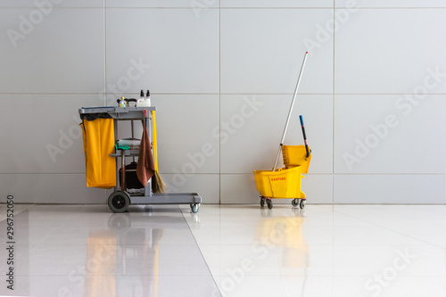 Tablou pe pânză cleaning equipment in hallway