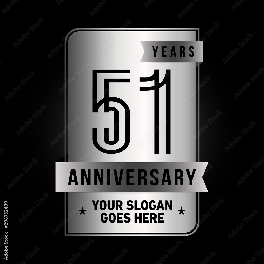 51 years anniversary design template. Fifty-one years celebration logo. Vector and illustration. 51 years anniversary design template. Fifty-one years celebration logo. Vector and illustration.