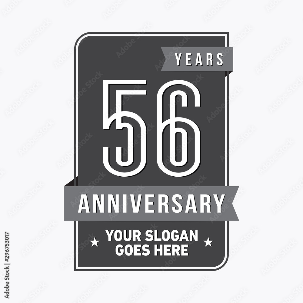 56 years anniversary design template. Fifty-six years celebration logo. Vector and illustration. 56 years anniversary design template. Fifty-six years celebration logo. Vector and illustration.