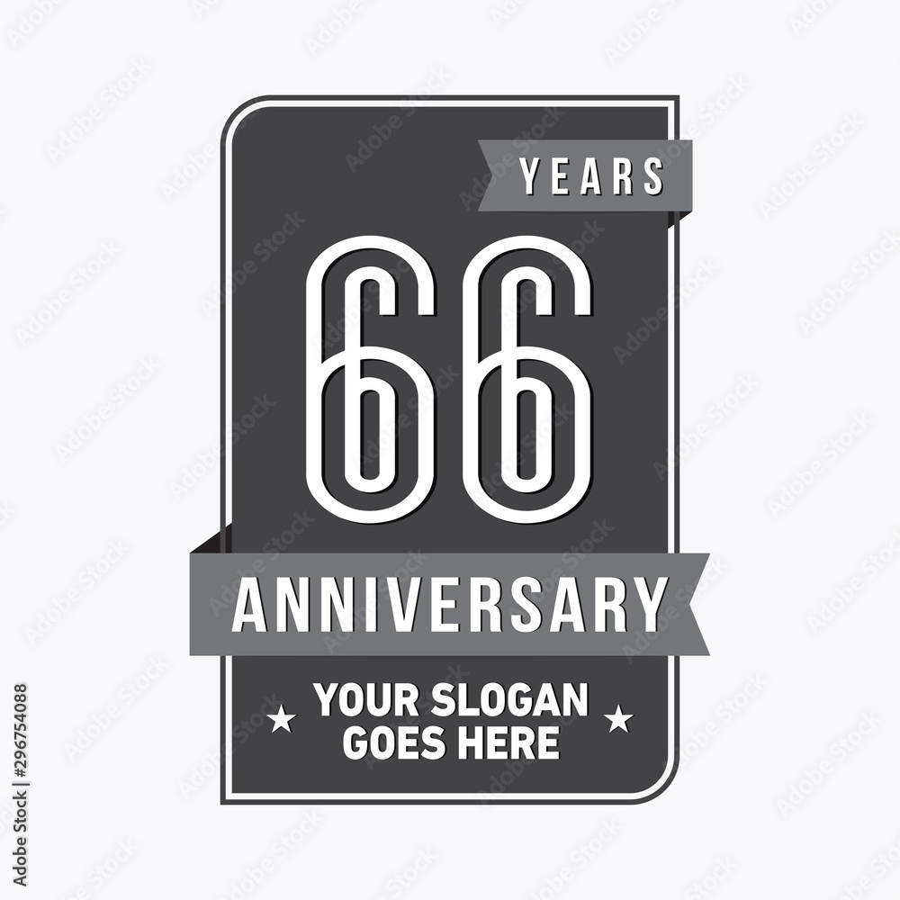 66 years anniversary design template. Sixty-six years celebration logo. Vector and illustration.