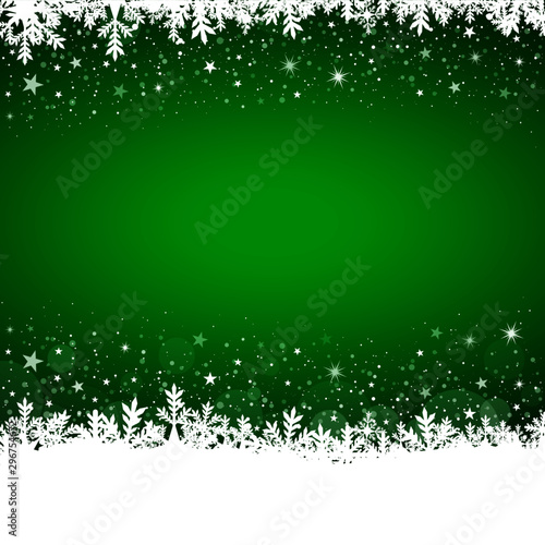 Vektor - Weihnachtlicher Hintergrund - Gruen - Schnee - Textfreiraum