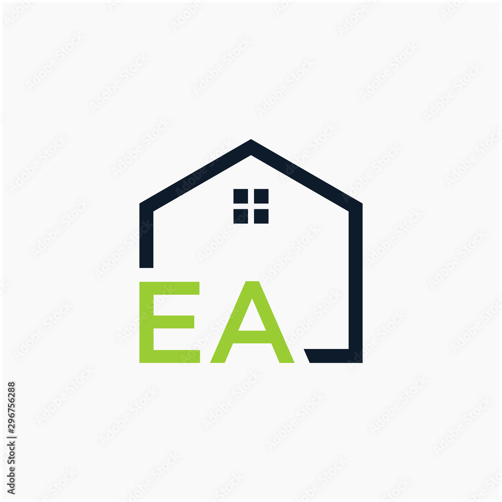 letter EA Line House Real Estate Logo. home initial EA concept. Construction logo template, Home and Real Estate icon. Housing Complex Simple Vector Log