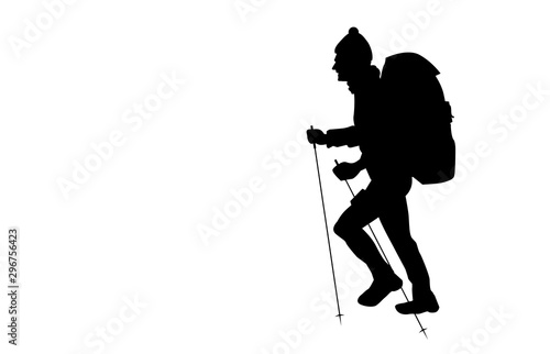 silhouette, sagoma, trekking, escursionista, 