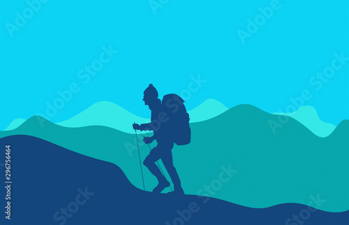 silhouette, sagoma, trekking, escursionista, esploratore