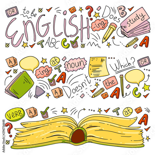 Language school for adult, kids. English courses, class.