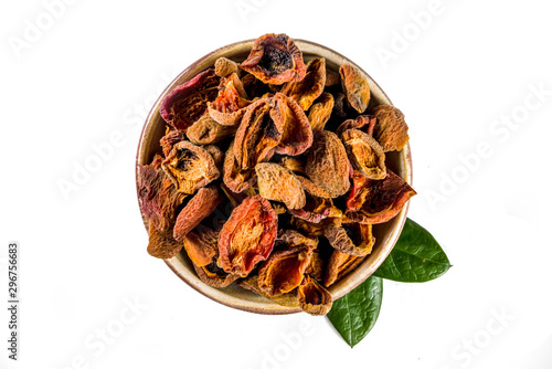 Heap of sun dried apricot slices photo