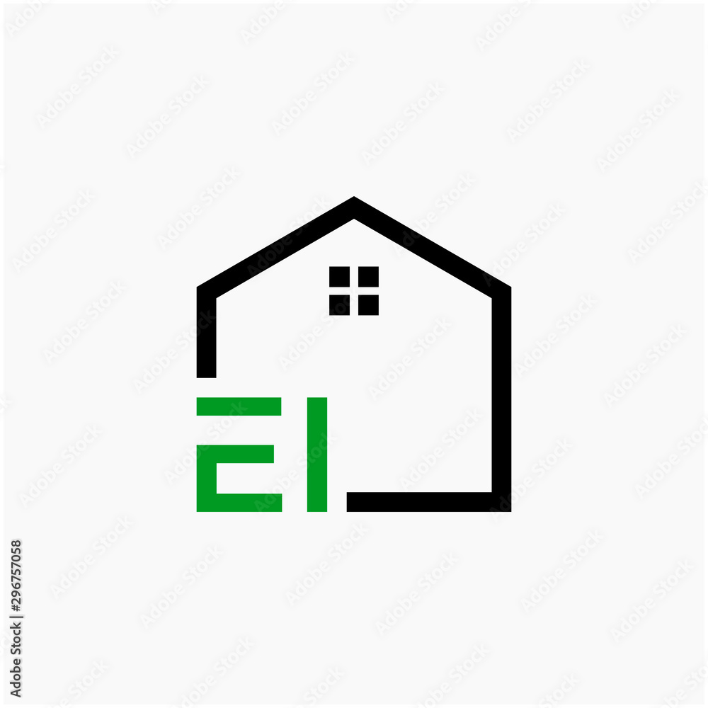 letter EI Line House Real Estate Logo. home initial E I concept. Construction logo template, Home and Real Estate icon. Housing Complex Simple Vector Log