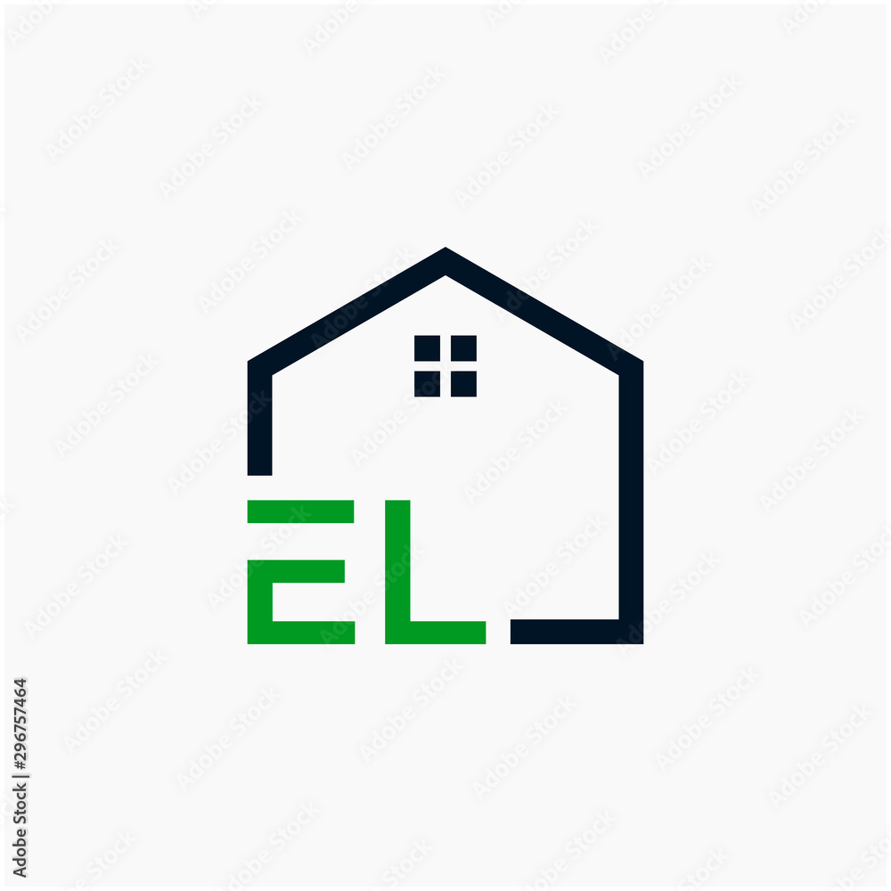 letter EL Line House Real Estate Logo. home initial E L concept. Construction logo template, Home and Real Estate icon. Housing Complex Simple Vector Log