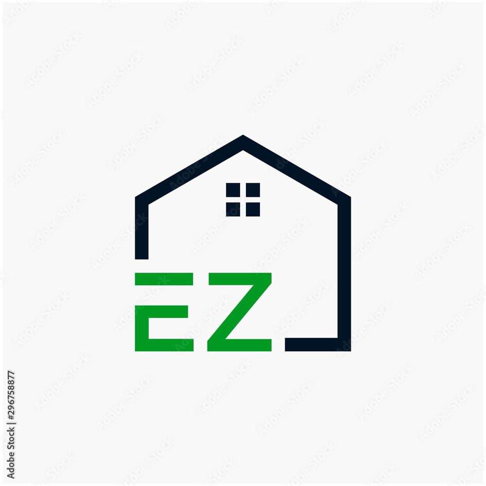 letter EZ Line House Real Estate Logo. home initial E Z concept. Construction logo template, Home and Real Estate icon. Housing Complex Simple Vector Log