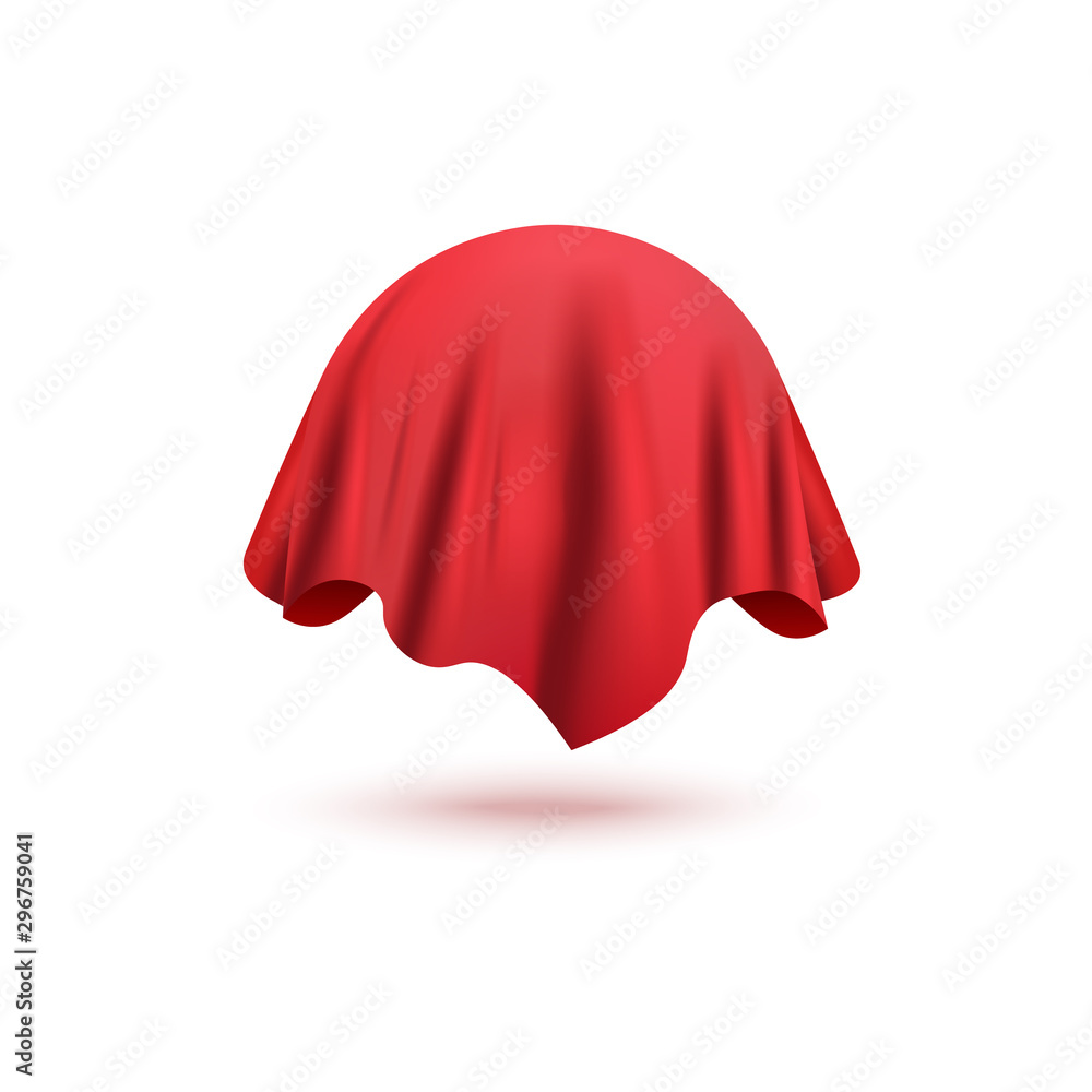 Red curtain cover of sphere object isolated on white background Red curtain cover of sphere object isolated on white background
