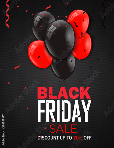 Black Friday sale inscription design template. Black Friday banner. Up to 70 off. Special offer. Vector illustration EPS10
